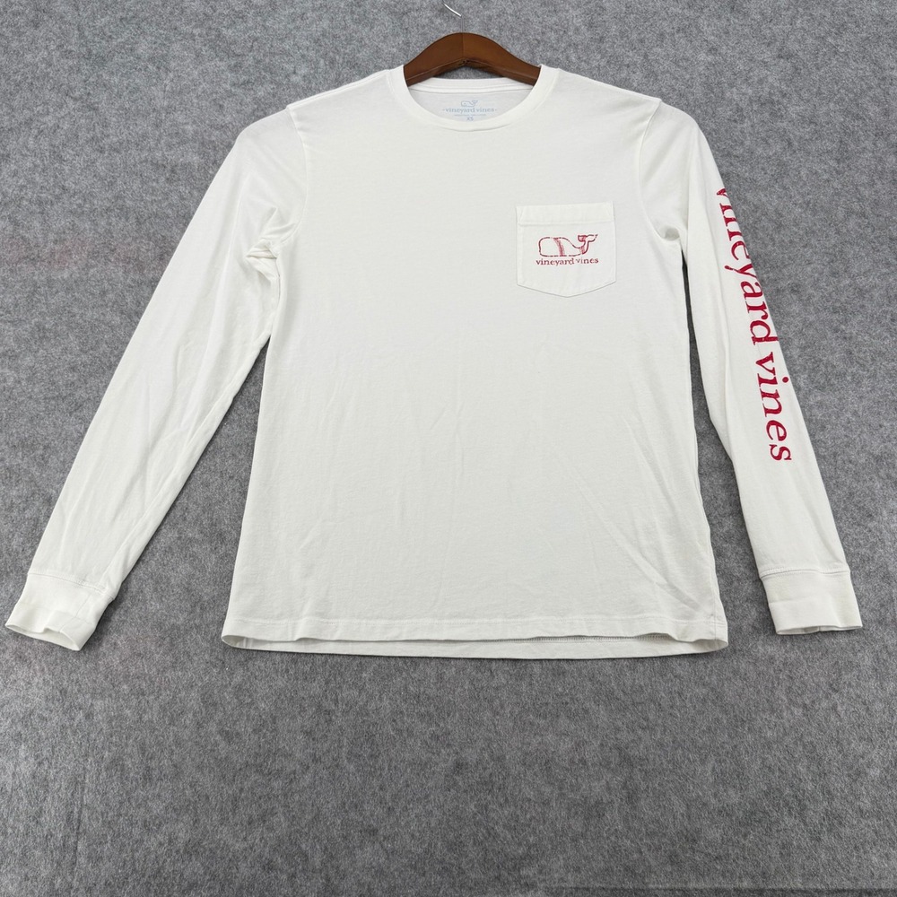 Vineyard Vines Mens XS White Long Sleeve Pocket T-Shirt Whale Logo Graphic